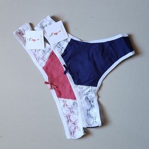 2 pair Liz Corday signature women's thong panties size XL